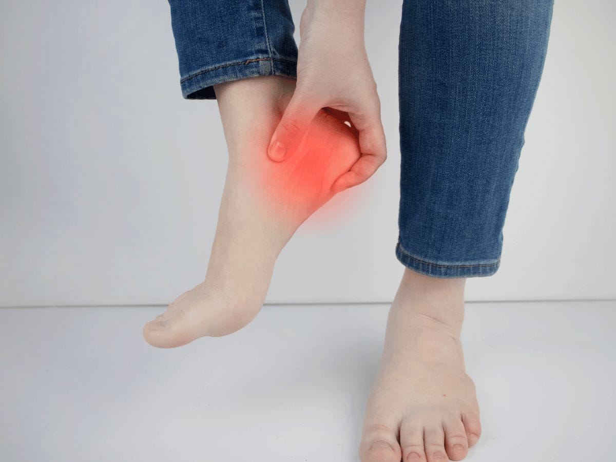 A patient's leg that has haglunds deformity