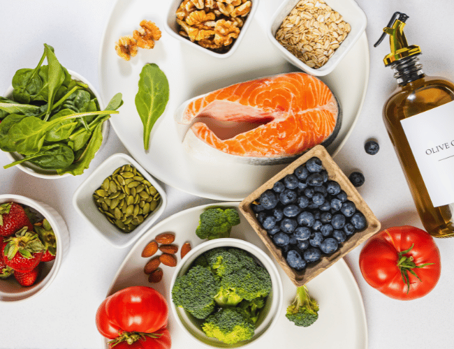 An image showcasing a range of anti-inflammatory foods