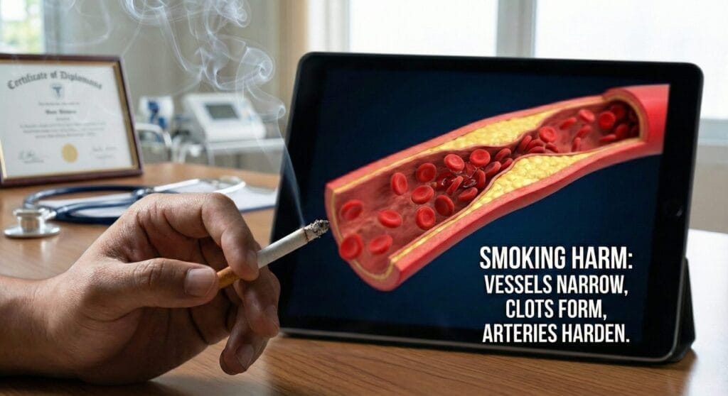 An image the shows harmful effects of smoking