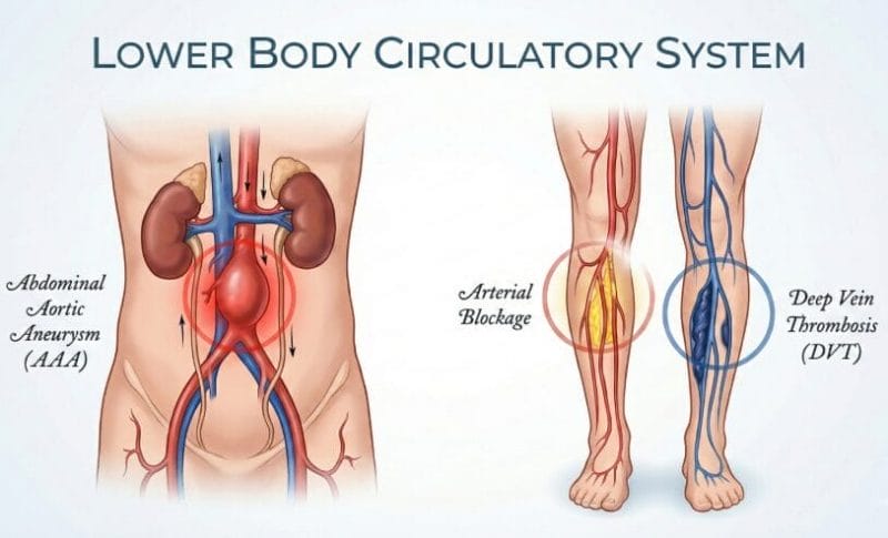 Diagram showing lower body circulatory system