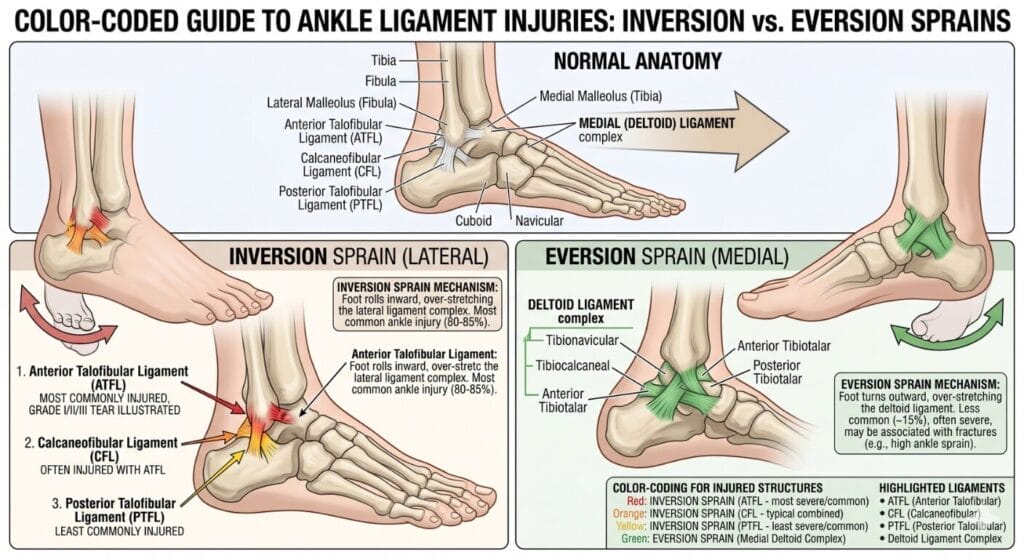Ankle Ligament Injury Guide - Inversion Vs Eversion Sprains
